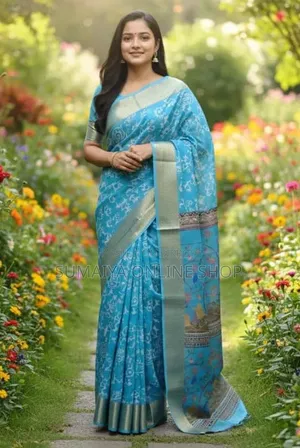 ডিজিটাল প্রিন্টেড কাপ্তান সিল্ক শাড়ি।