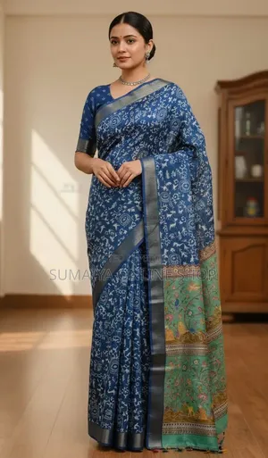 ডিজিটাল প্রিন্টেড কাপ্তান সিল্ক শাড়ি।