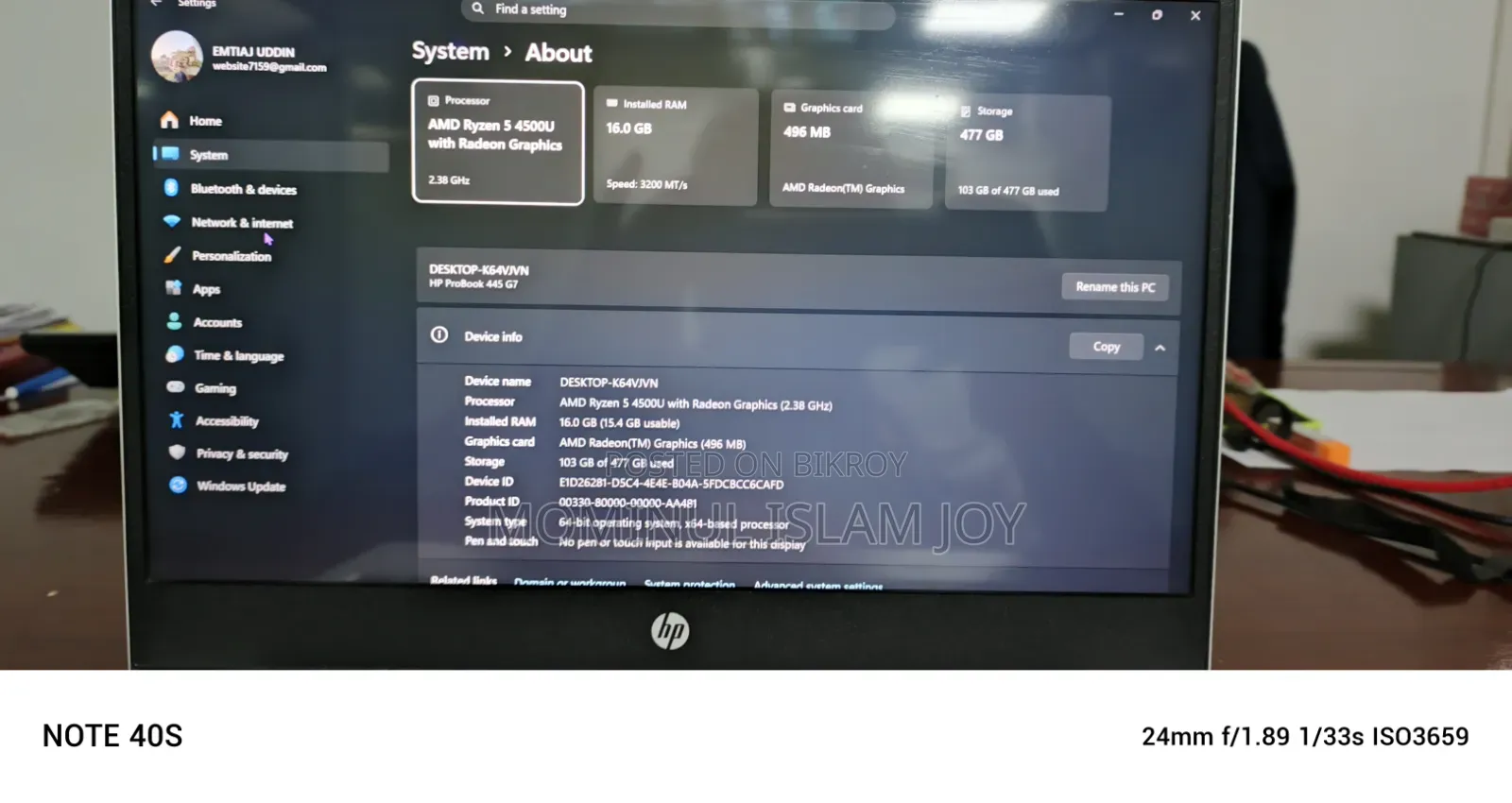 Laptop HP ProBook X360 455 G8 20GB AMD Ryzen 5 SSD 512GB