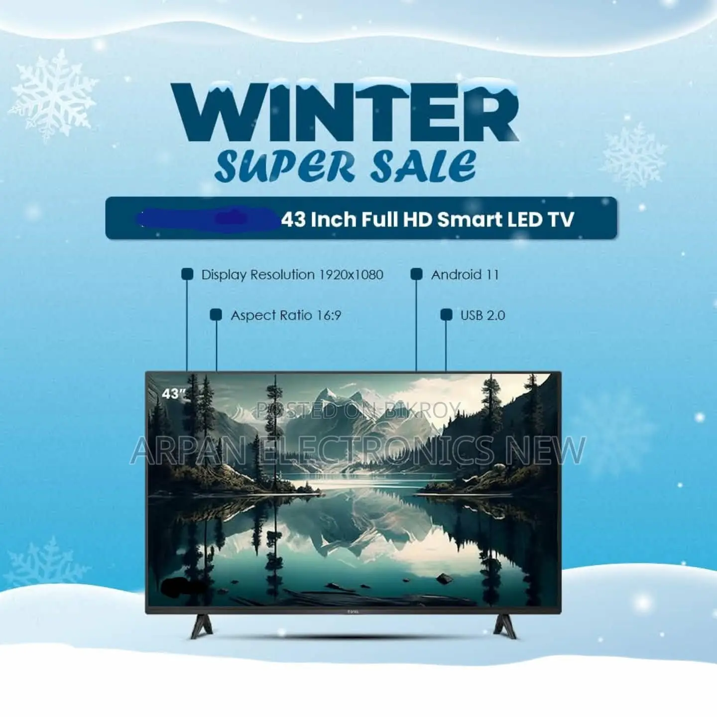 5 Years Guaranty-43 Inch Frameless Sony Smart Android Tv Emi Available