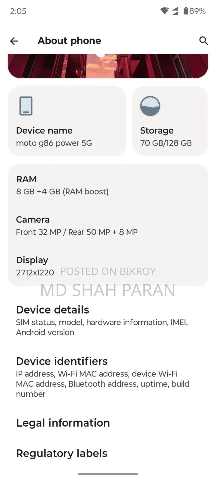 Motorola Moto G86 Power 5G 128 GB Purple