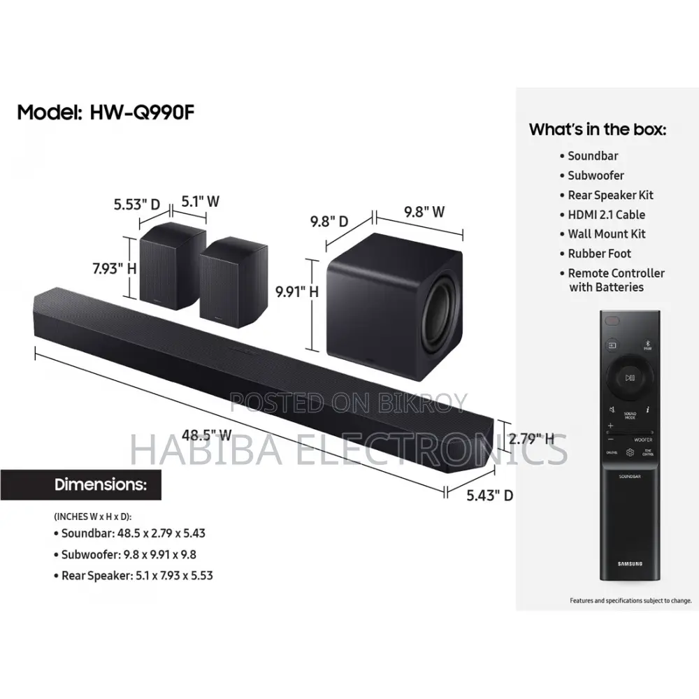 Samsung Q990f 11.1.4ch Dolby Atmos Soundbar Price In Bangladesh