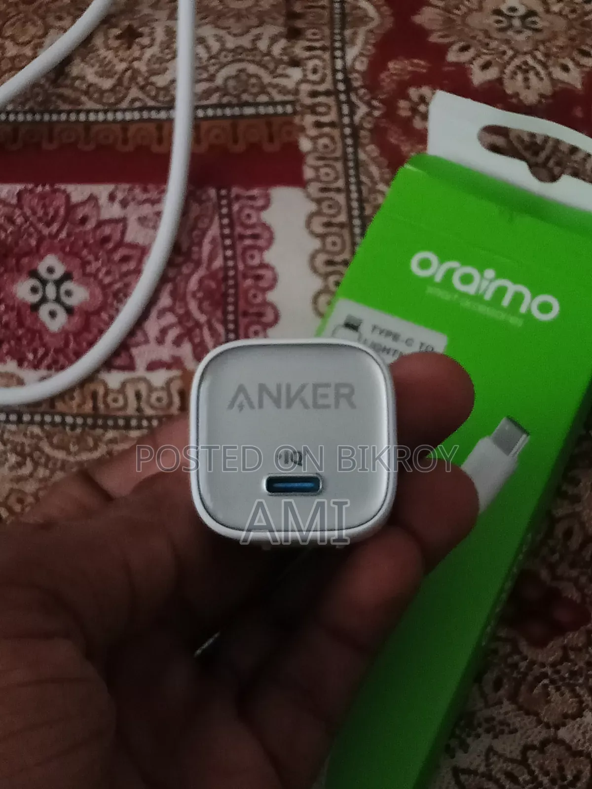 Anker Zolo 20w and Oraimo Type C to Lightning Cable