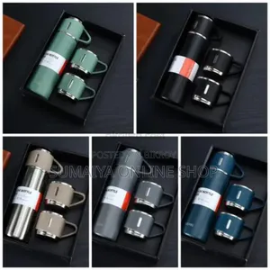 Vacuum Flask Hot Water Bottle With 3 Steel Cups Combo - 500ml
