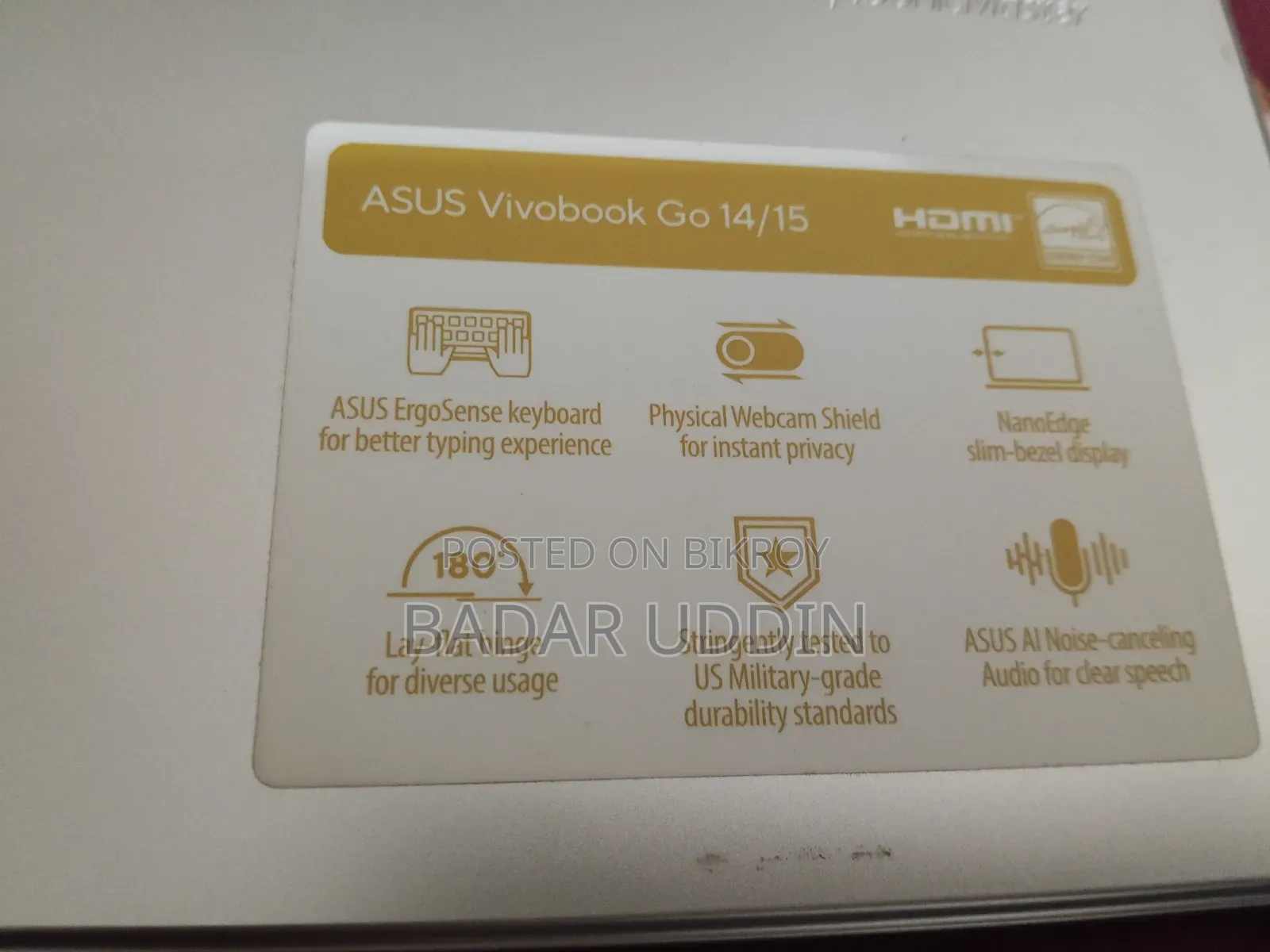 Laptop Asus Vivobook Go 15 18GB AMD Ryzen 5 SSHD+SSD 512GB
