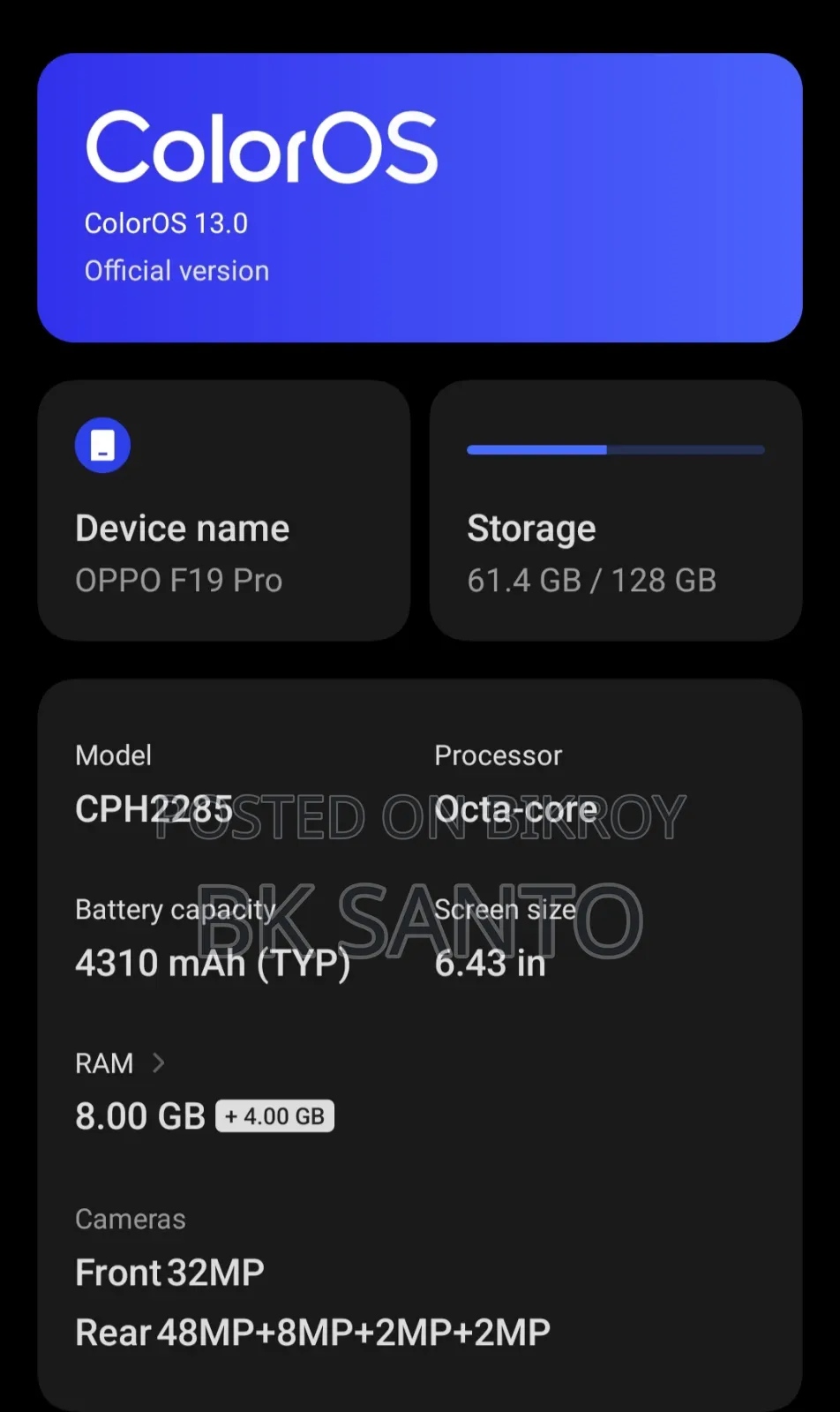 Oppo F19 Pro 128 GB Bronze