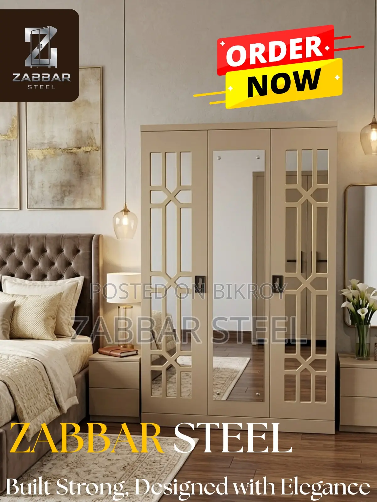 Modern Design, Durable Construction—Jabbar Steel 3-Door Steel Almirah