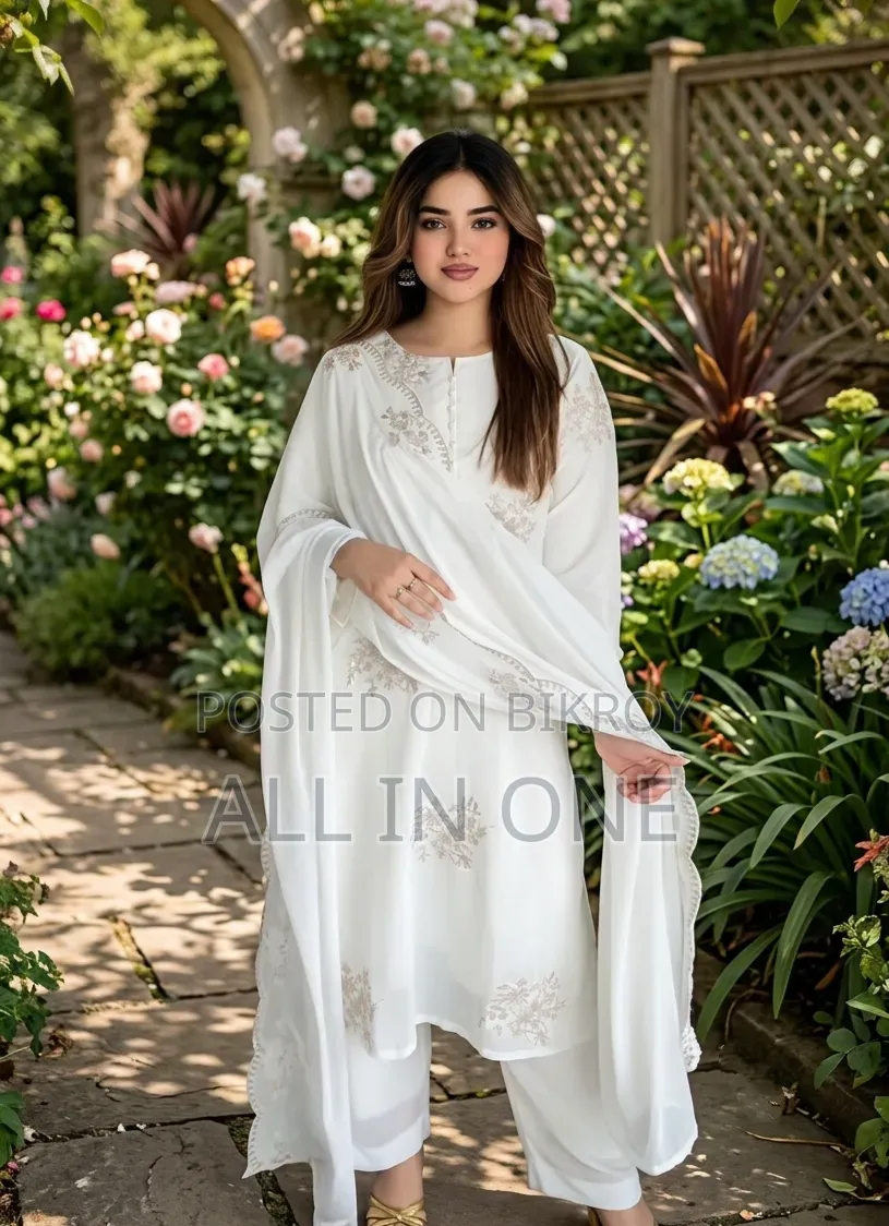 Sada Bahar Three Piece Cotton Fabric and Embroidery Work.