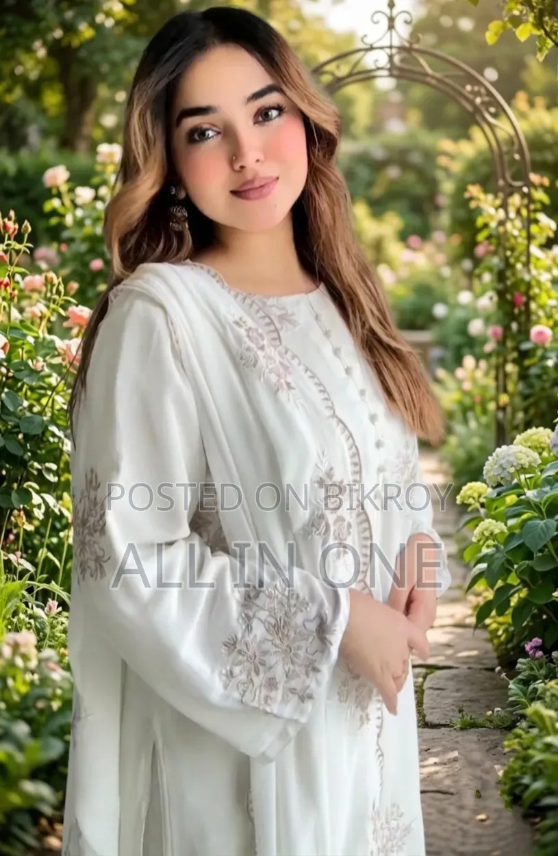 Sada Bahar Three Piece Cotton Fabric and Embroidery Work.