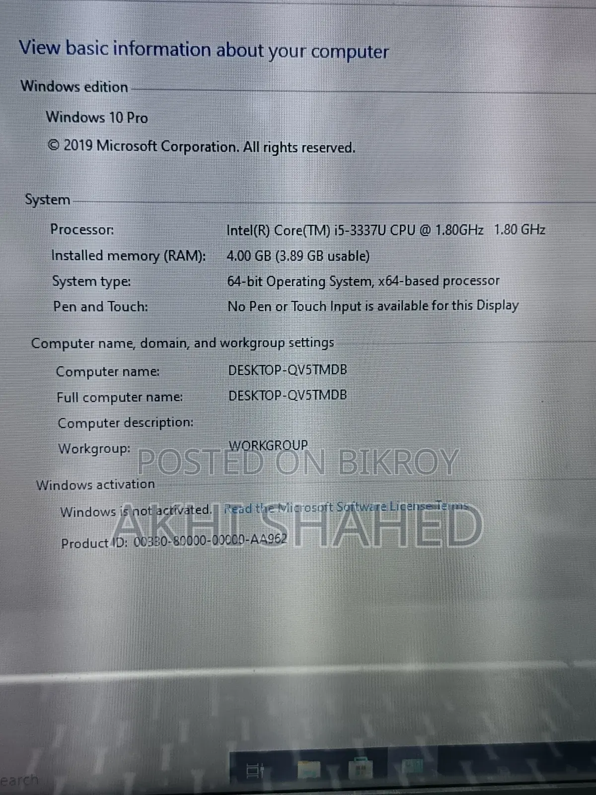 Laptop Asus 4GB Intel Core I5 SSD 700GB