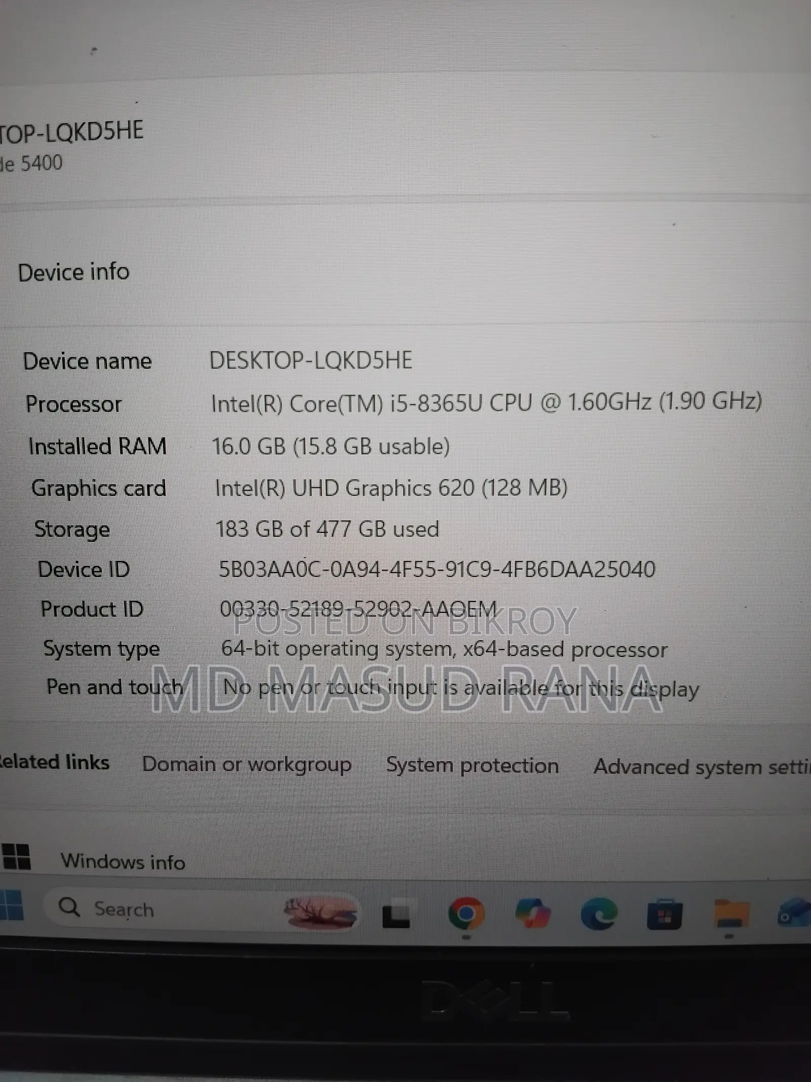 Laptop Dell Latitude 5400 16GB Intel Core I5 SSD 512GB