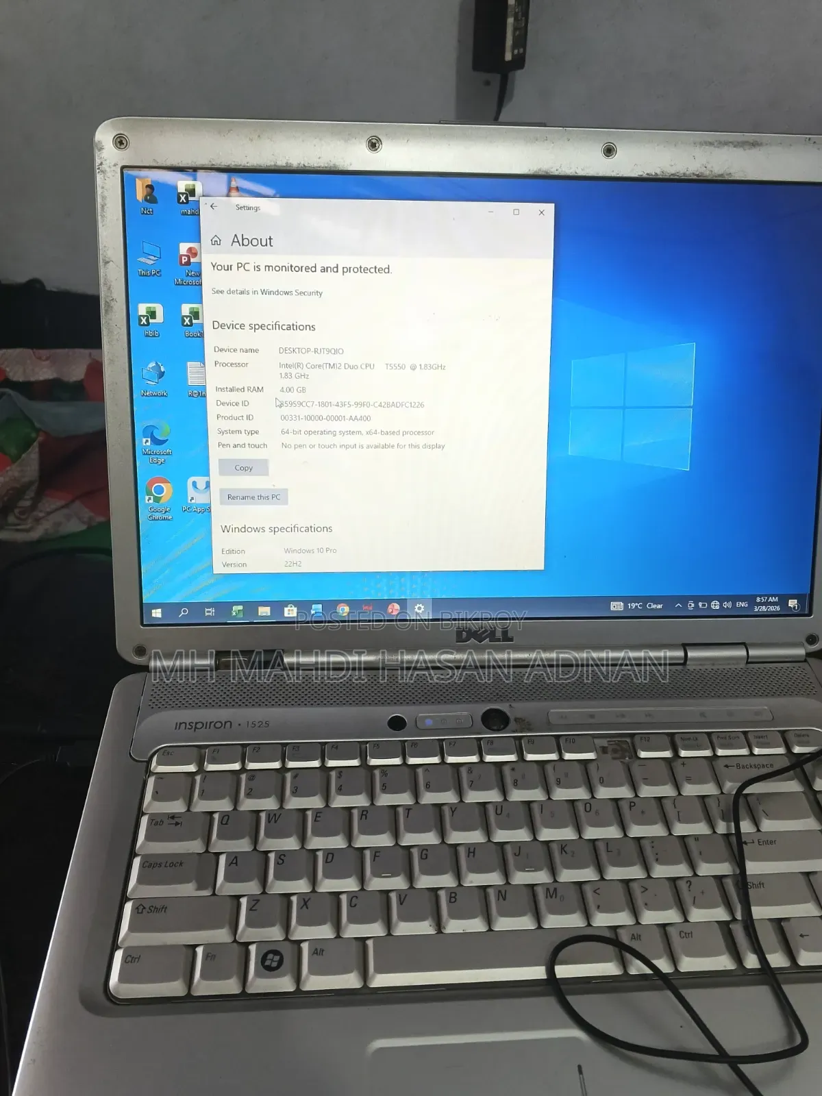 Laptop Dell Inspiron 1525 4GB Intel Core 2 Duo HDD 128GB