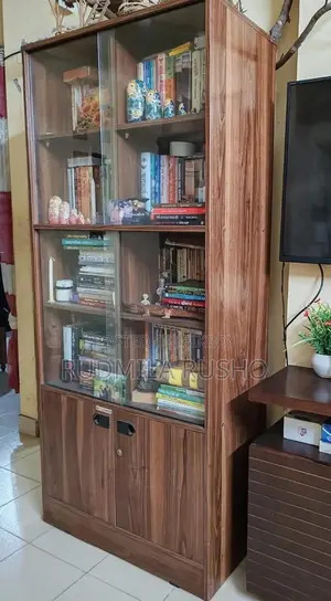 Wooden Glass Bookshelf