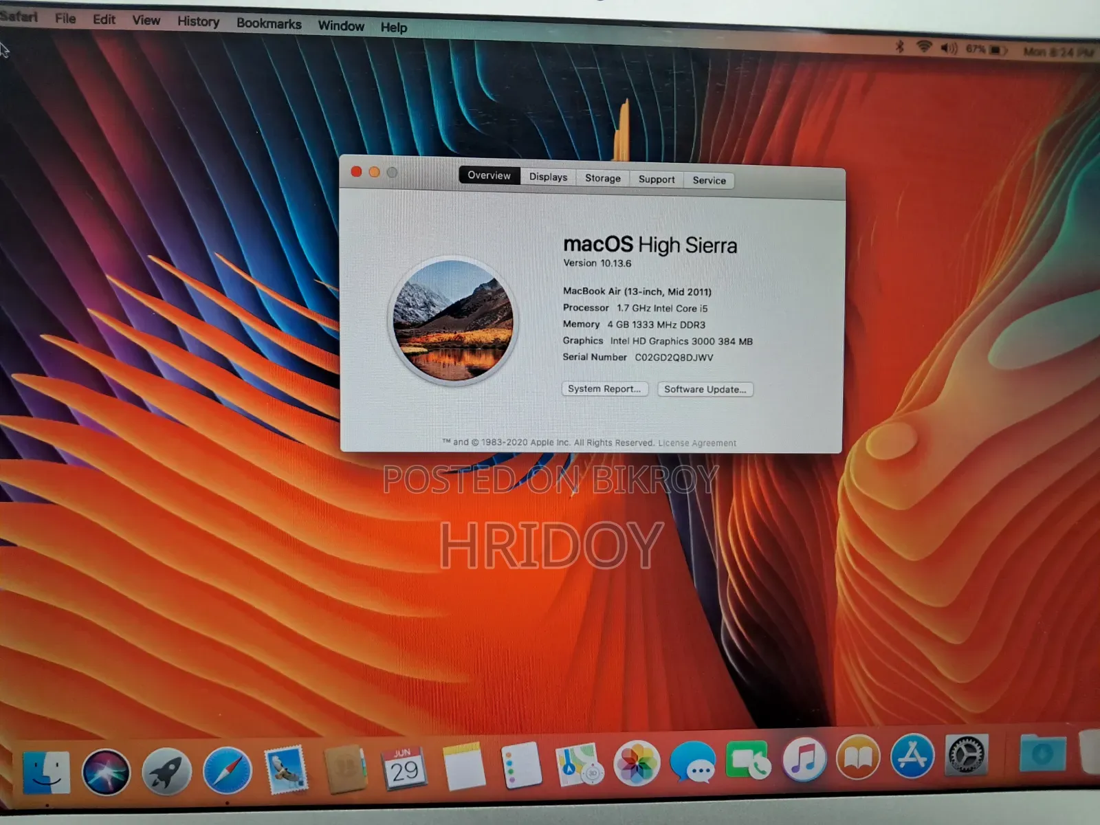 Laptop Apple MacBook 2011 4GB Intel Core I5 SSHD+SSD 128GB