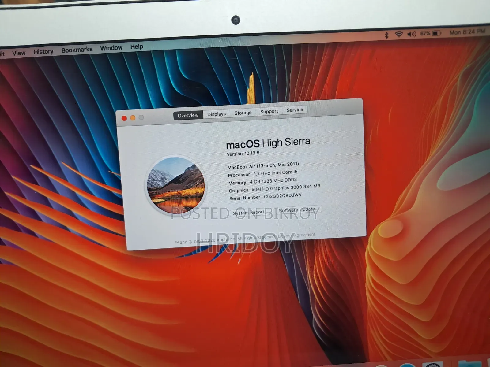 Laptop Apple MacBook 2011 4GB Intel Core I5 SSHD+SSD 128GB