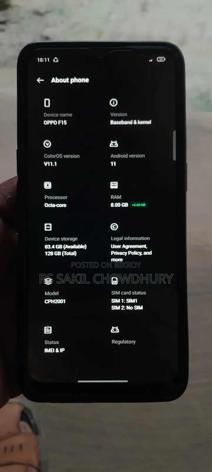 Oppo F15 128 GB Blue