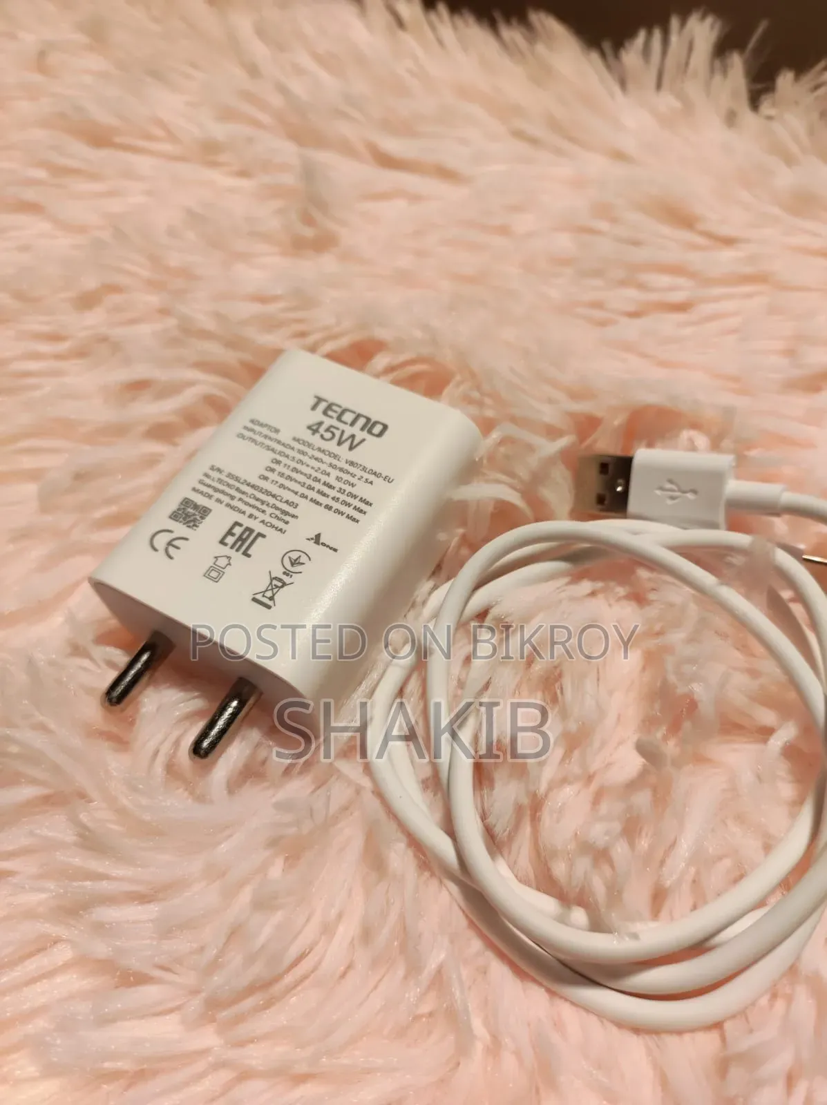 Tecno Original 45w Fast Charger