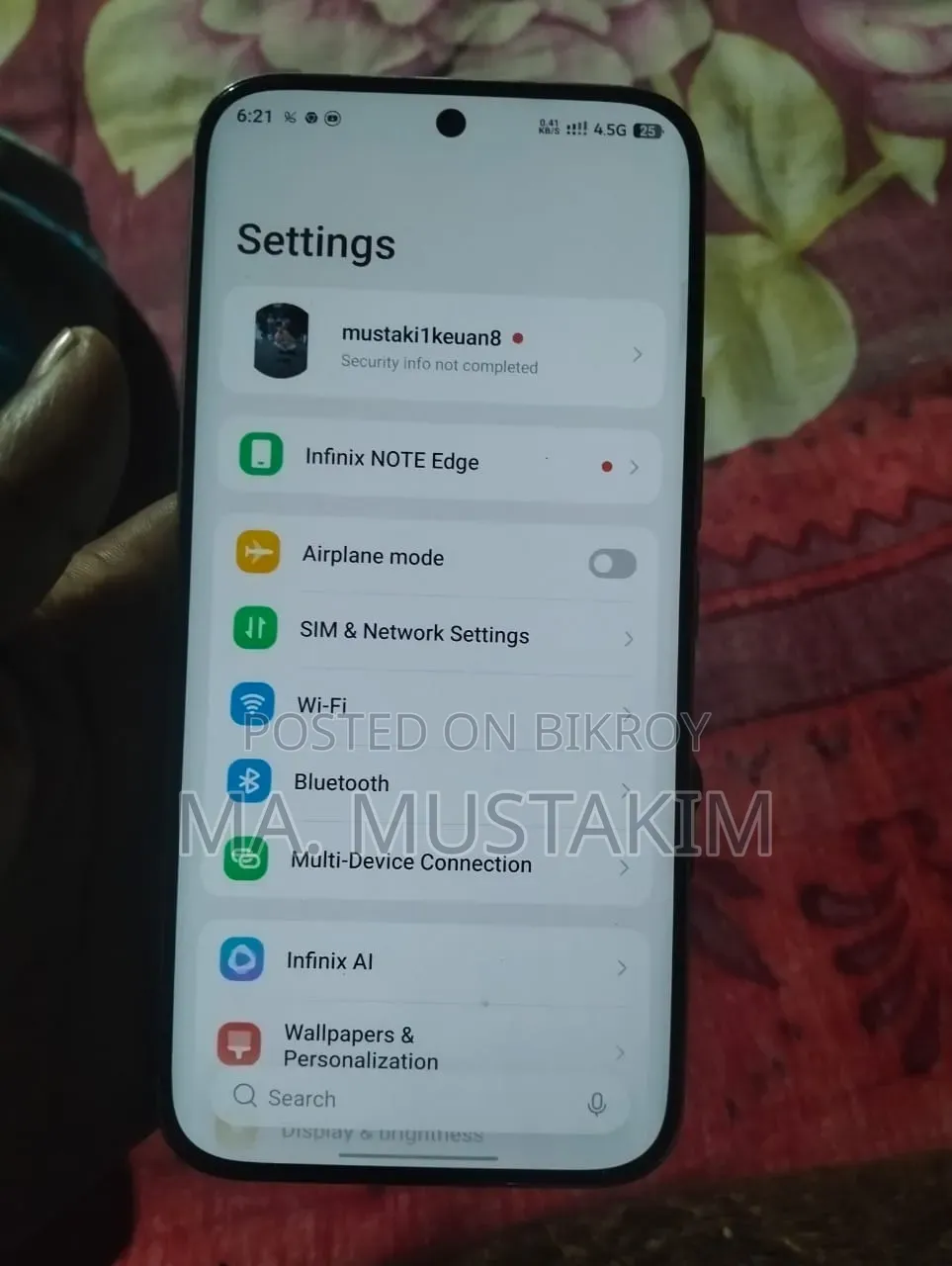 Infinix Note Edge 128 GB Silver