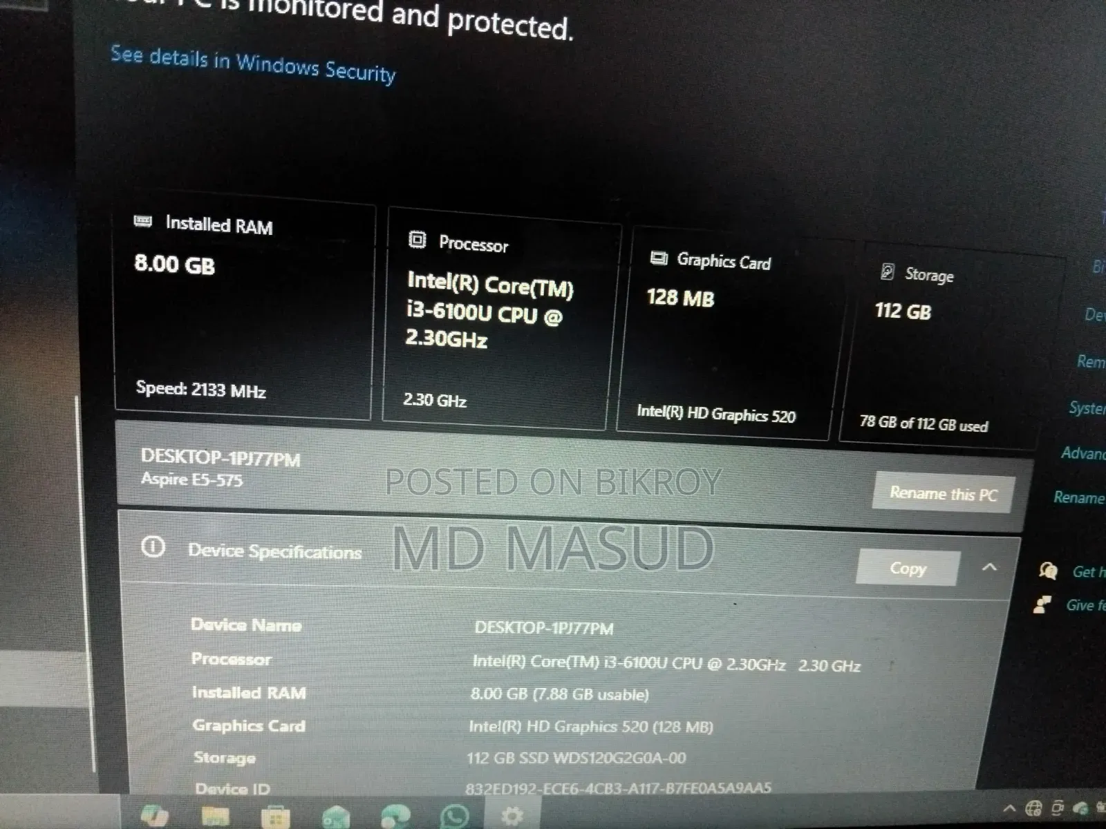 Laptop Acer Aspire 1 8GB Intel Core I3 SSD 128GB