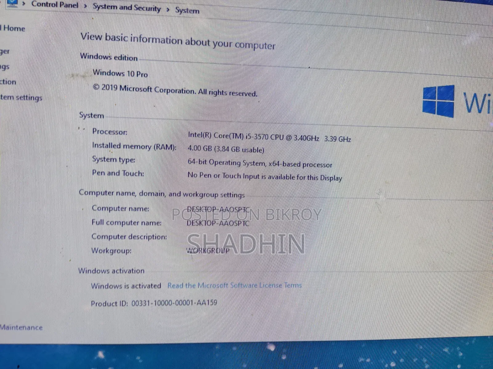 Desktop Computer 4GB Intel Core I5 SSD 128GB