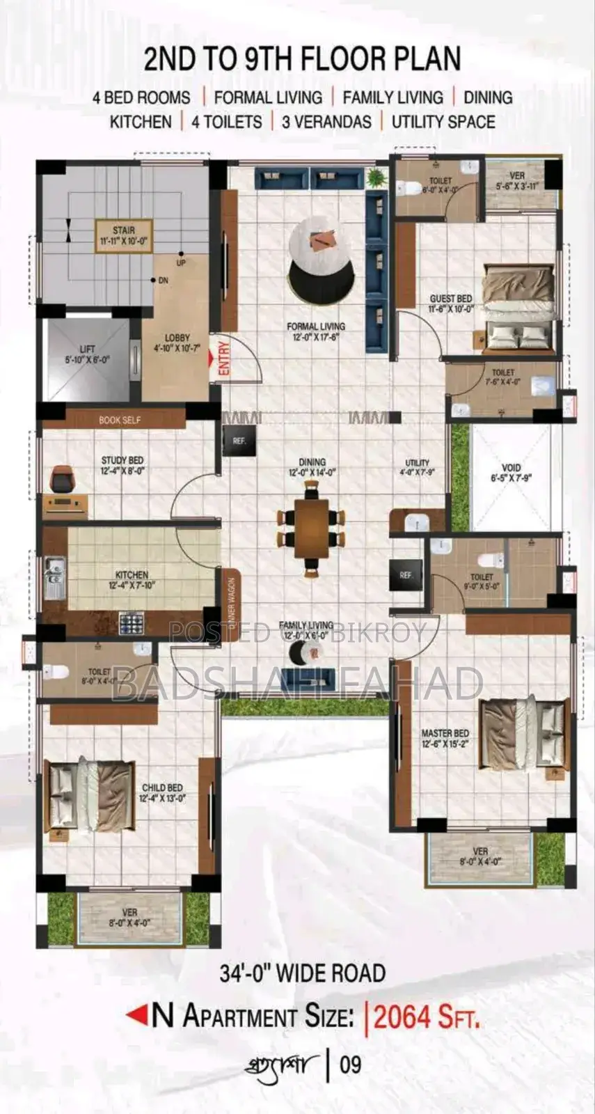 4-bedroom Apartment in Prattasha, Uttara for Sale