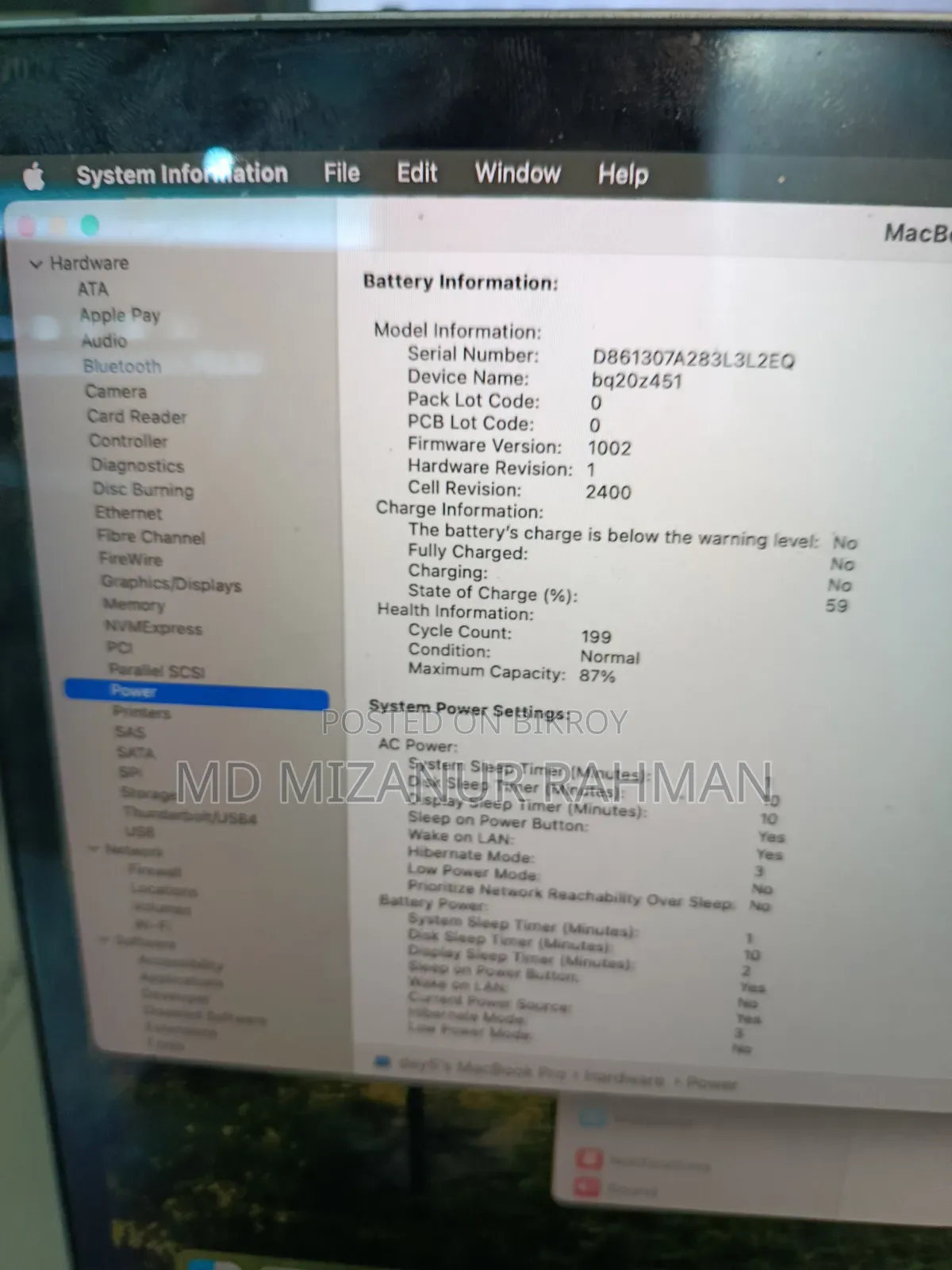 Laptop 8GB Apple M1 Pro SSD 256GB