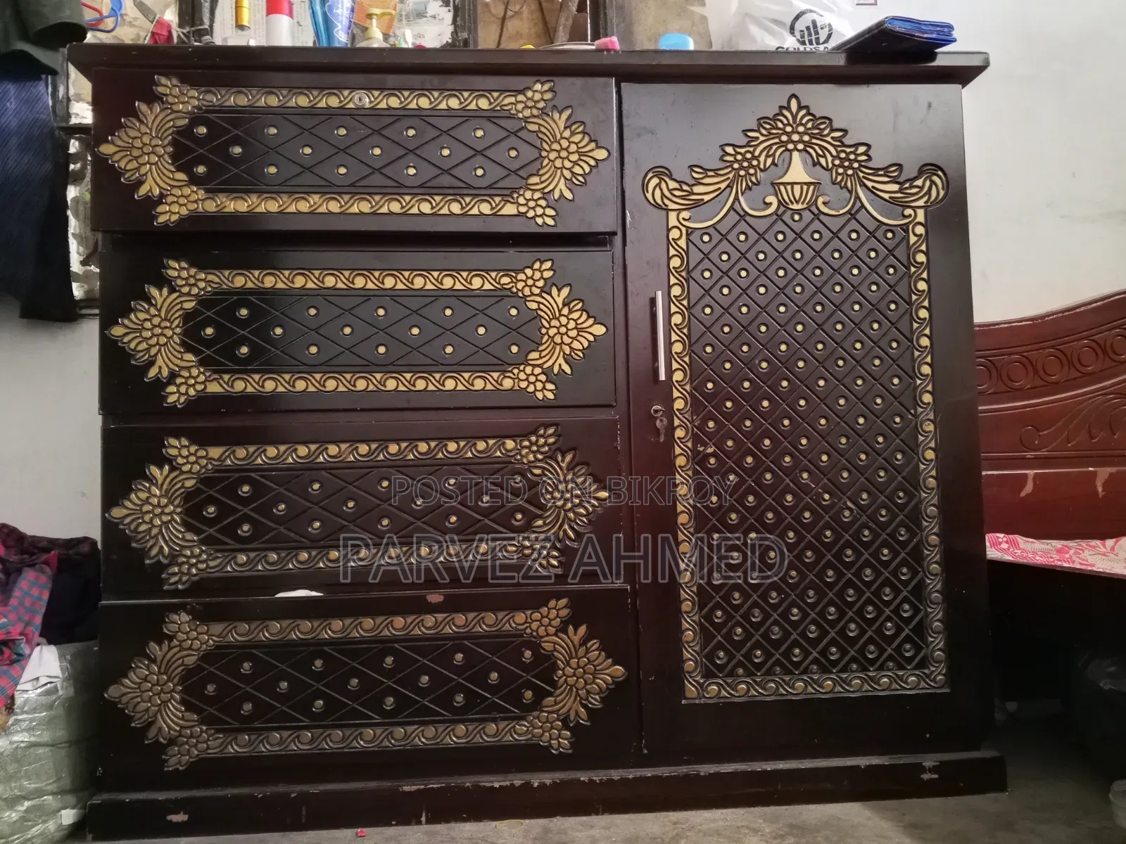 A bed and a wardrobe are for sale together