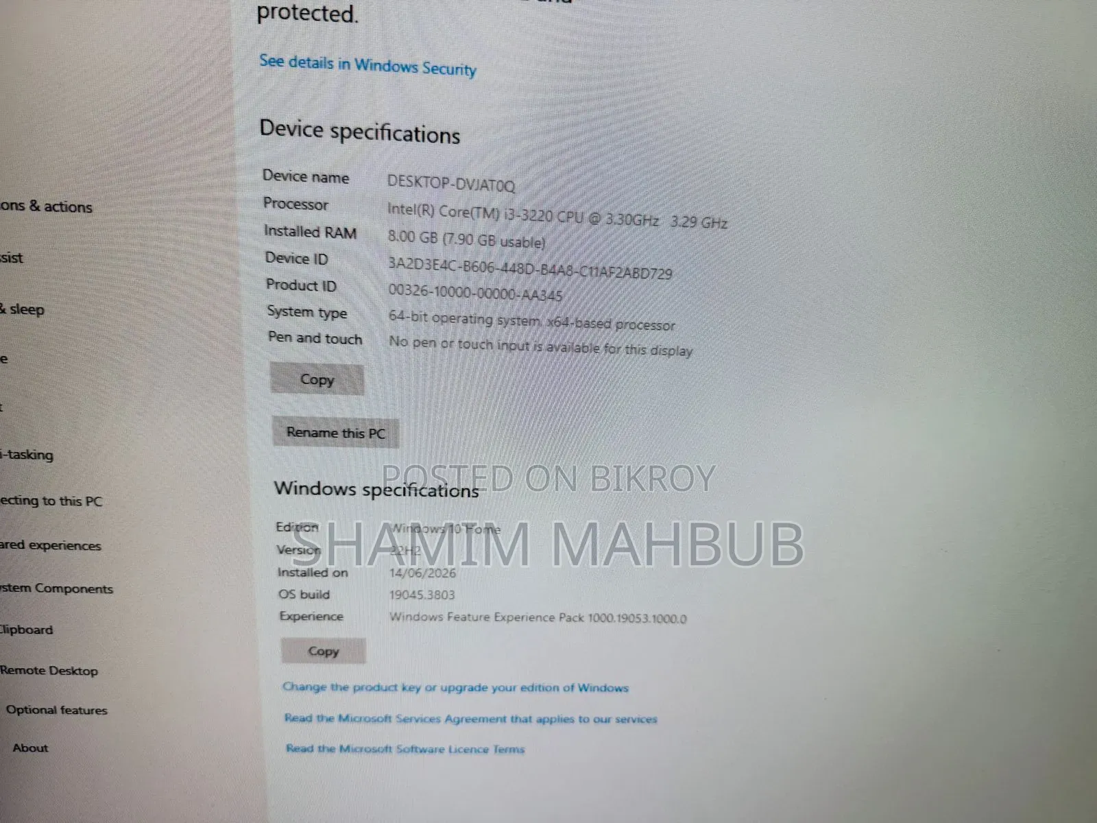 Desktop Computer 8GB Intel Core i3 HDD 500GB