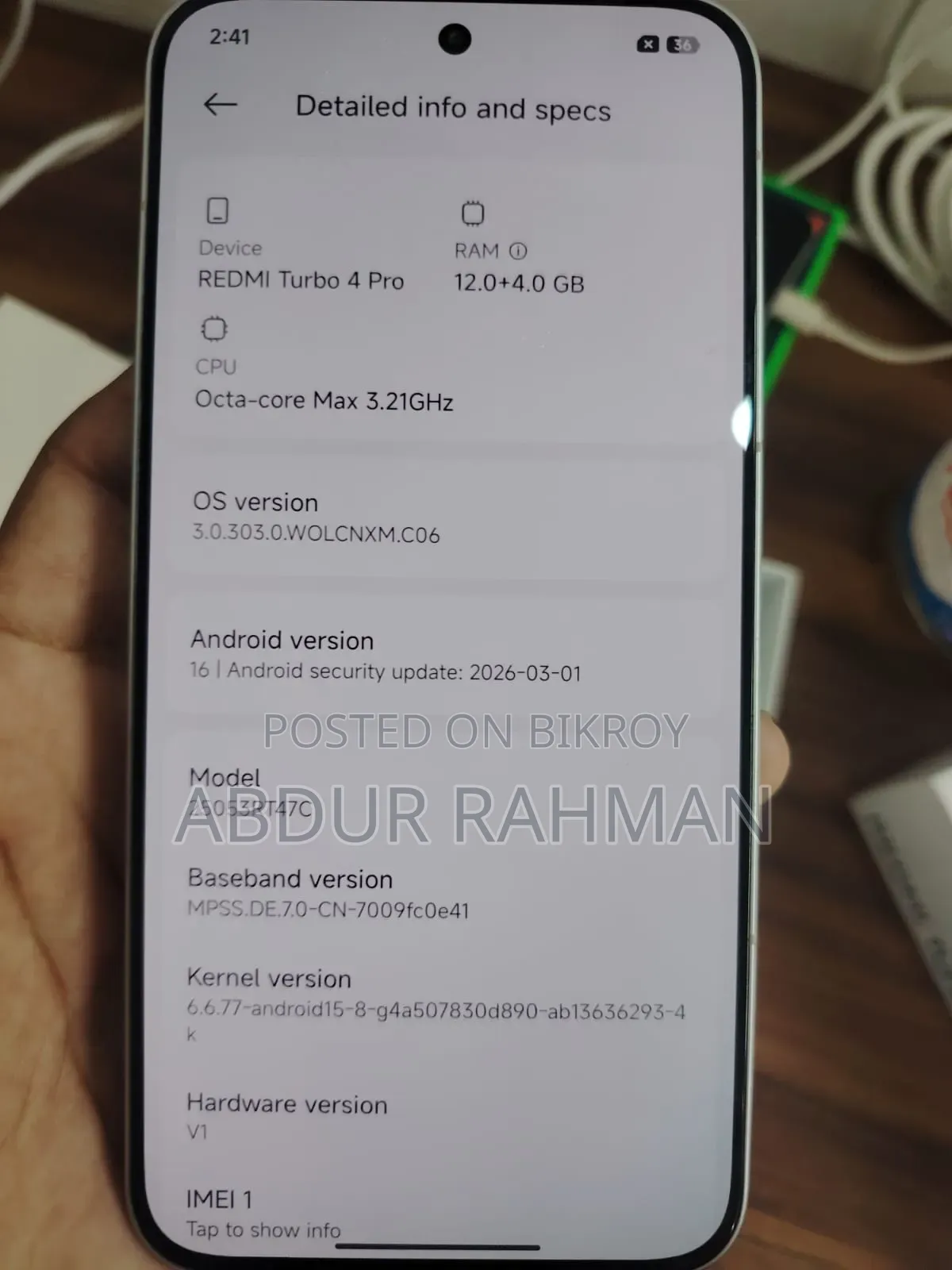 Xiaomi Redmi Turbo 4 Pro 256 GB White