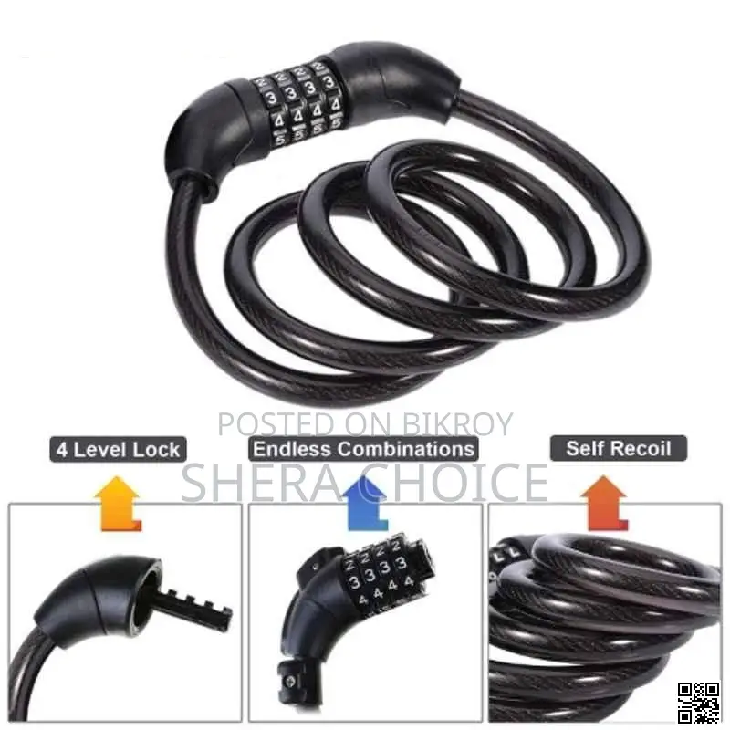 Bike Helmet Lock, Multifunctional Helmet Bicycle 4-Digit Combination Lock