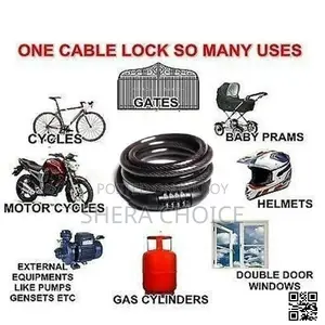 Bike Helmet Lock, Multifunctional Helmet Bicycle 4-Digit Combination Lock
