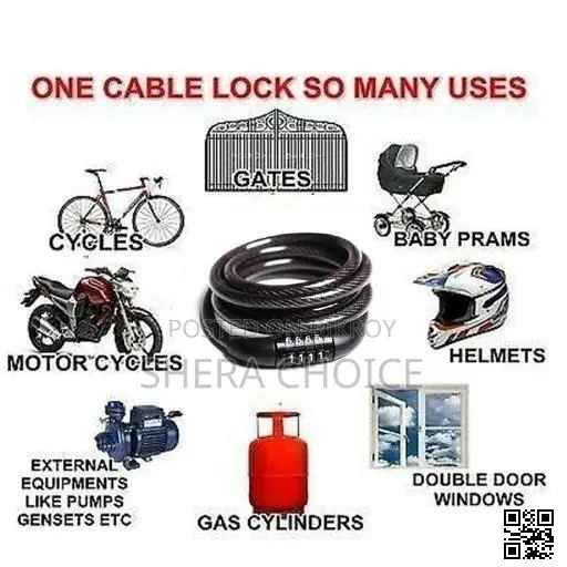 Bike Helmet Lock, Multifunctional Helmet Bicycle 4-Digit Combination Lock