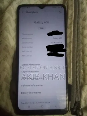 স্যামসাং গ্যালাক্সি এ০২ ৩২ জিবি ব্ল্যাক