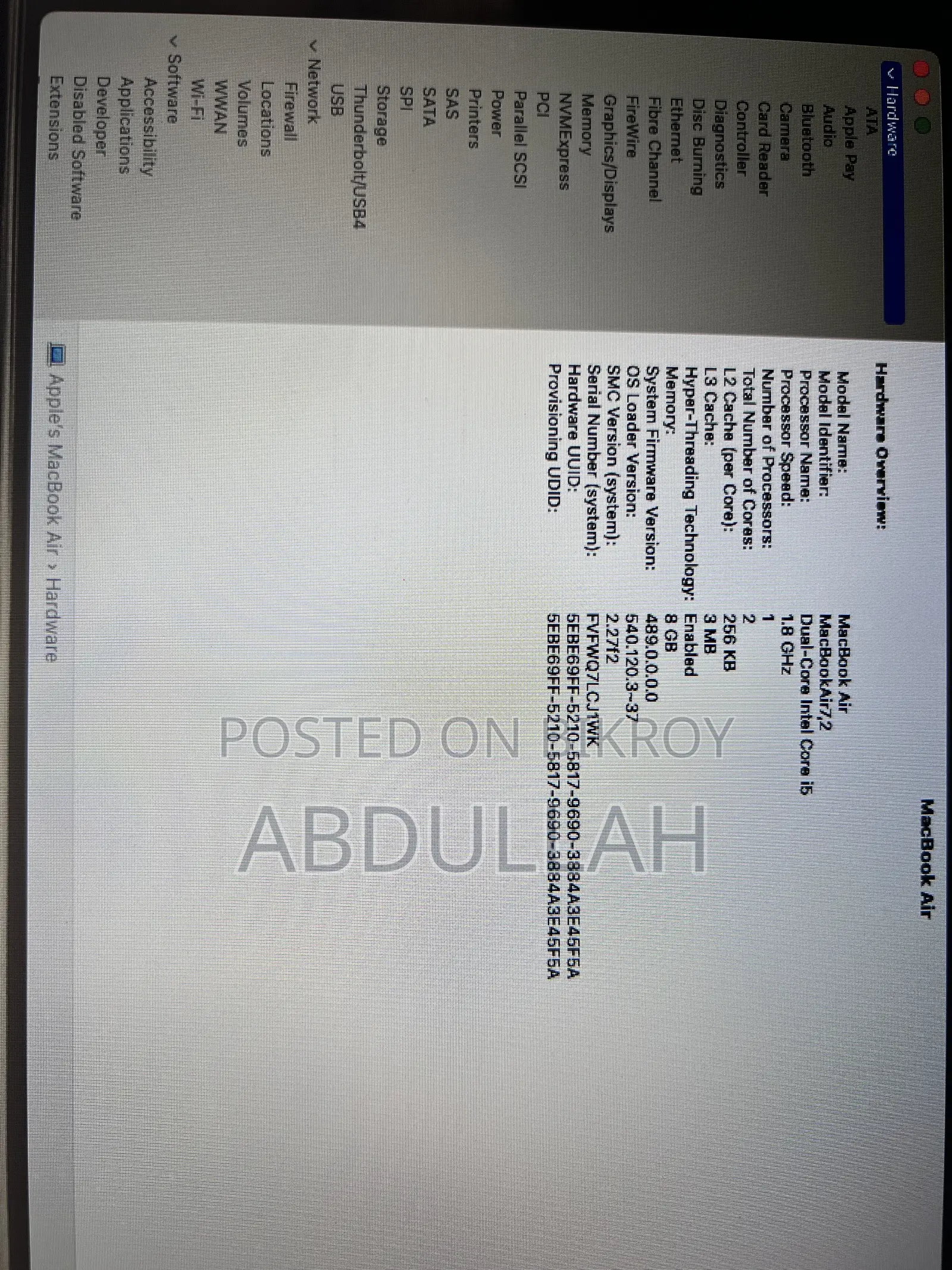 Laptop Apple MacBook Air 2017 8GB Intel Core i5 SSD 128GB