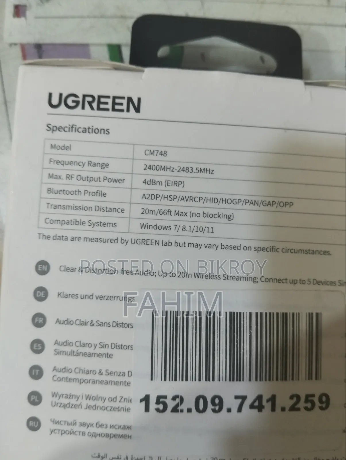 Ugreen Bluetooth Adapter Warranty Available 8 Months