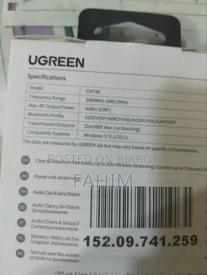 Ugreen Bluetooth Adapter Warranty Available 8 Months