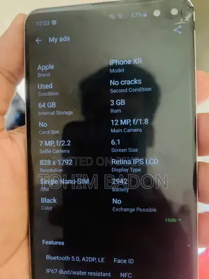 Apple iPhone XR 64 GB Black