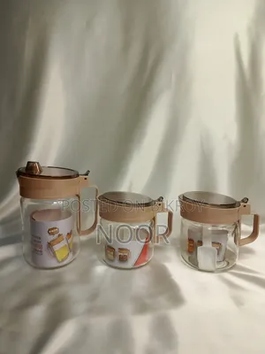 Brand New 3-piece Glass Spice Jar & Oil Dispenser Set