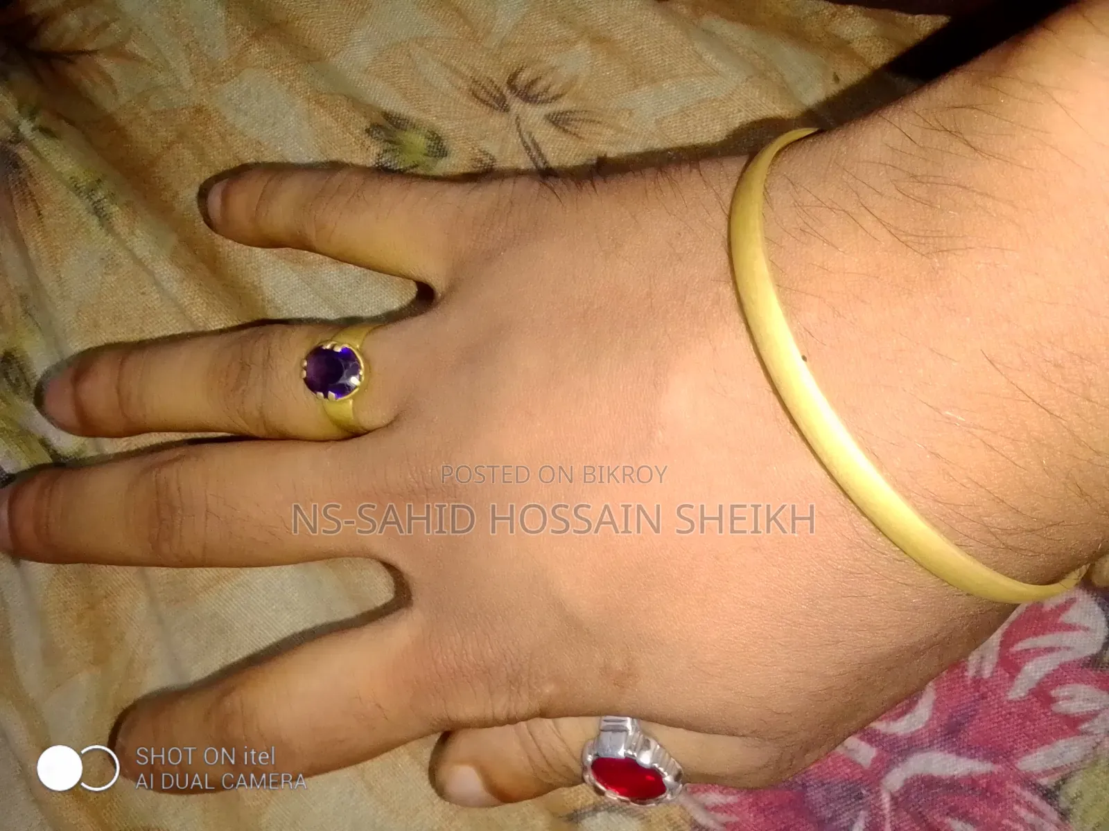 Men's bracelet and ring made with red coins