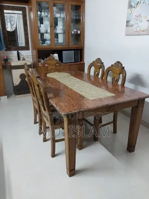 ডাইনিং টেবিল (পাথর ছাড়া) + সেগুন কাঠের ৬টি চেয়ার