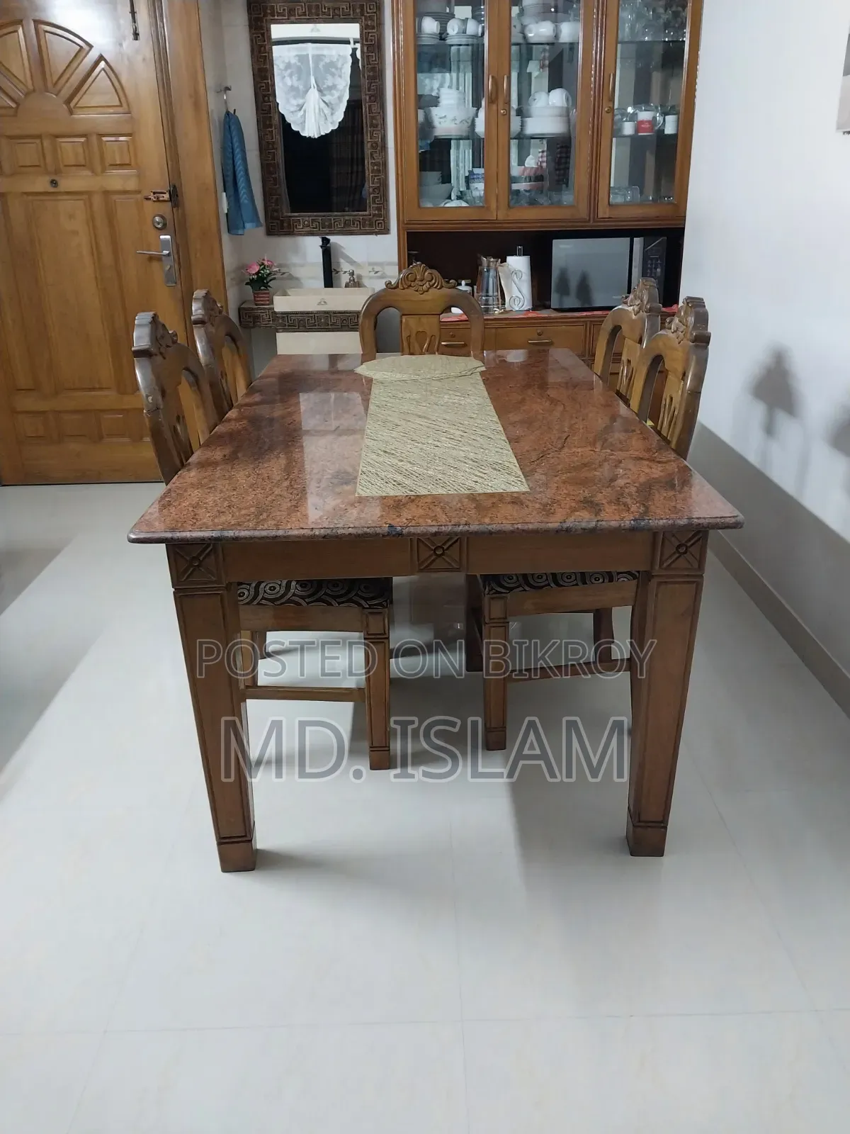 ডাইনিং টেবিল (পাথর ছাড়া) + সেগুন কাঠের ৬টি চেয়ার