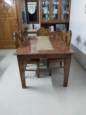ডাইনিং টেবিল (পাথর ছাড়া) + সেগুন কাঠের ৬টি চেয়ার