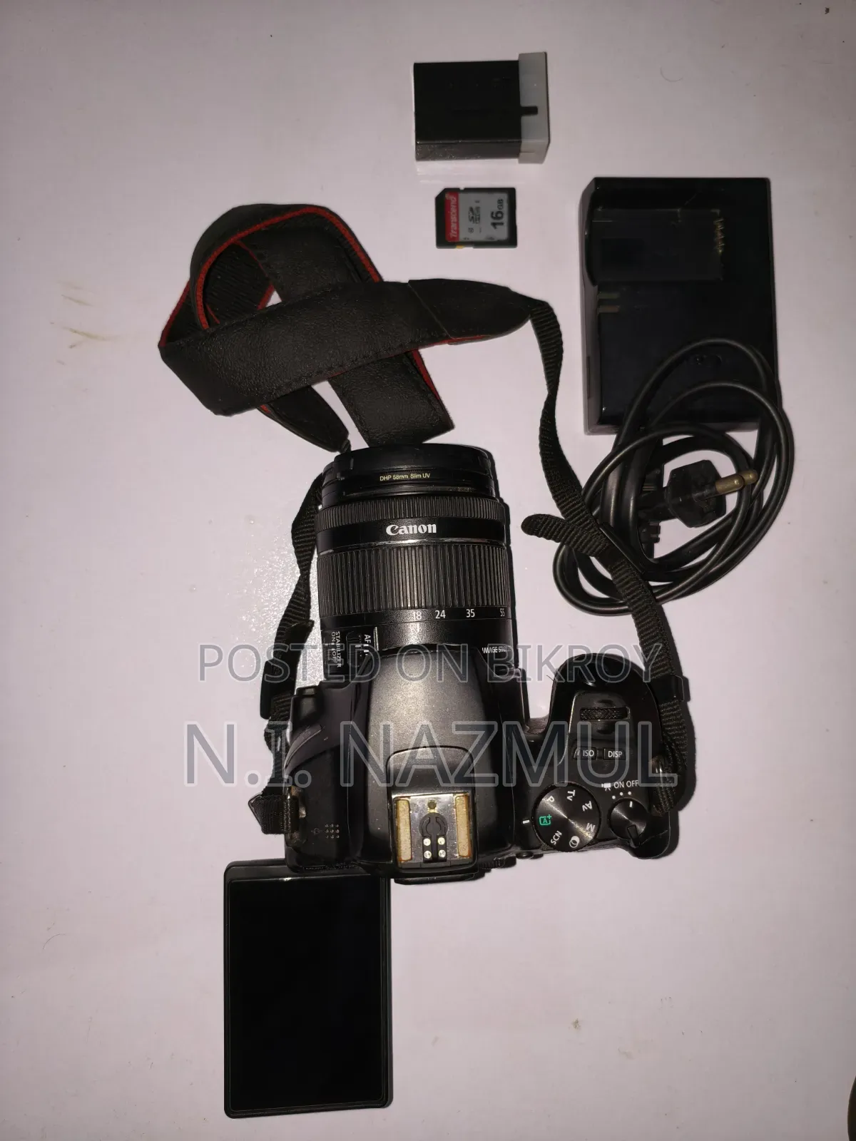 Canon 250d Dslr Camera With Original Battery, Charger And Sd Card
