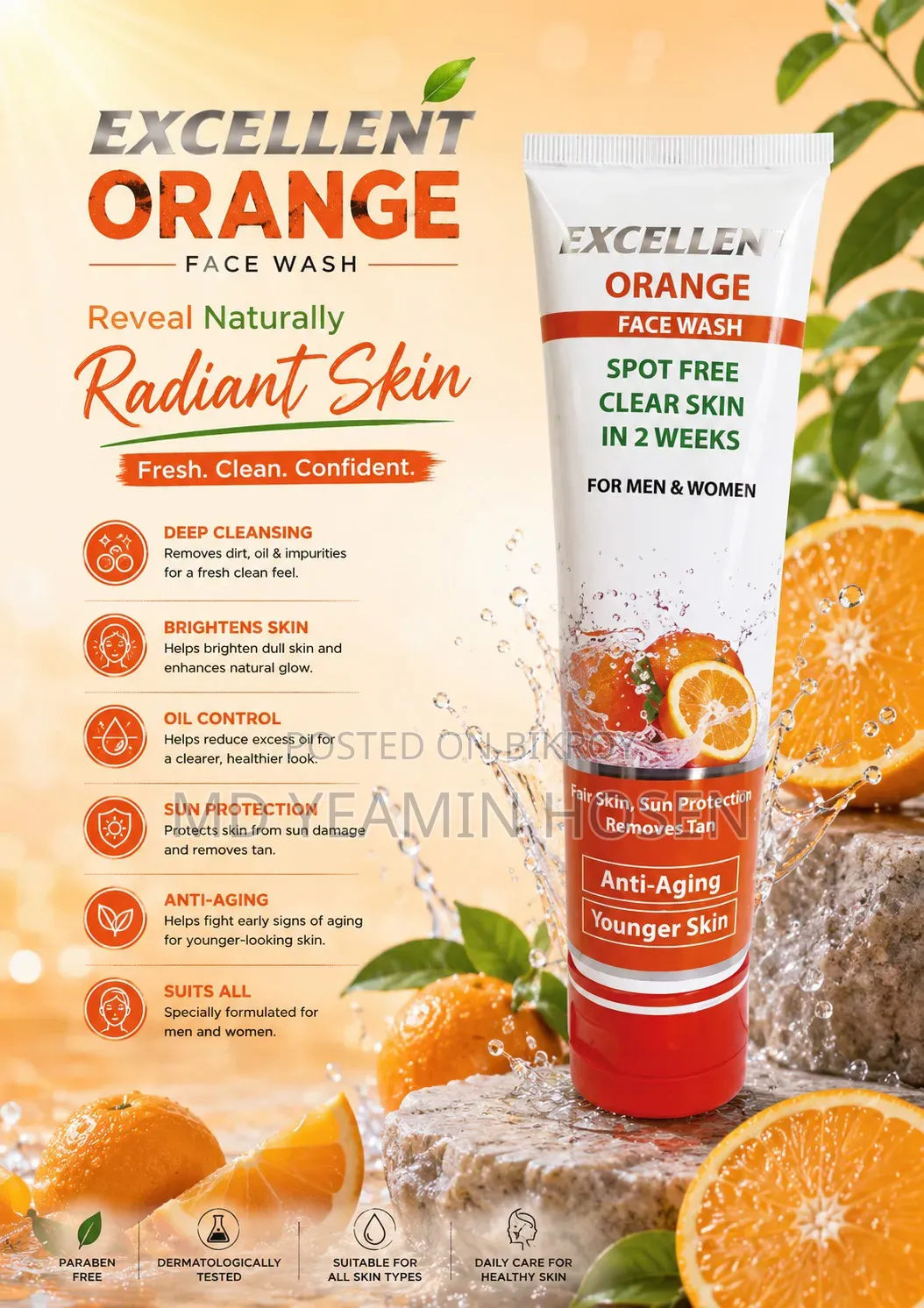 Excellent Orange Face Wash 💯 এক্সিলেন্ট অরেঞ্জ ফেস ওয়াশ। ১০০ গ্রাম