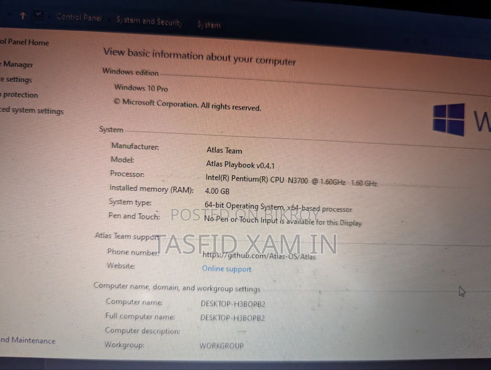 Laptop Acer AcerNote 4GB Intel Pentium SSD 256GB