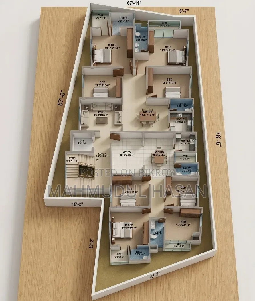 1500sft Apartment In Mirpur Dohs For Sale