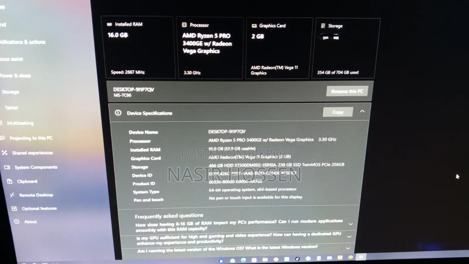 Desktop Computer MSI 16GB SSD 256GB