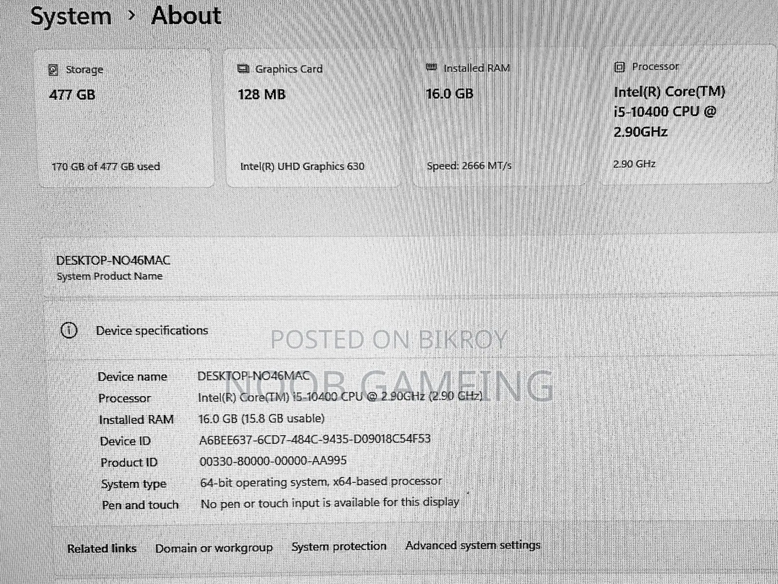 Desktop Computer Asus 16GB Intel Core I5 SSD 512GB