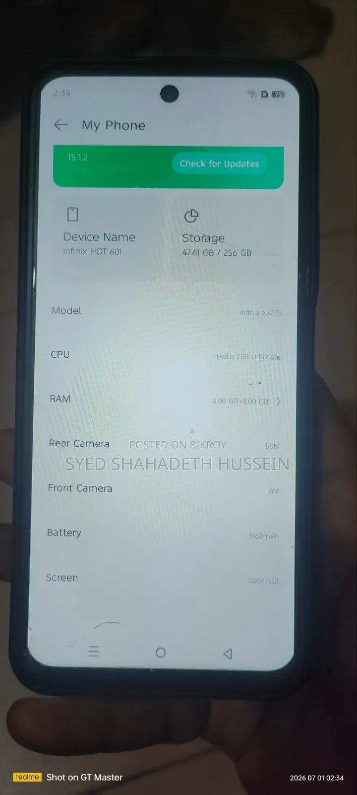 Infinix Hot 60i 256 GB Gray
