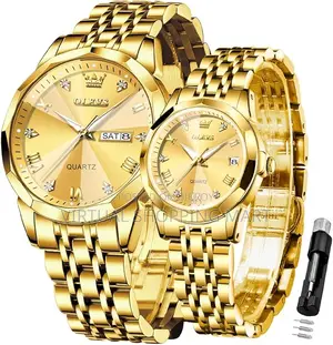 Olevs Stainless Steel Fashionable Couple Watches Full Golden